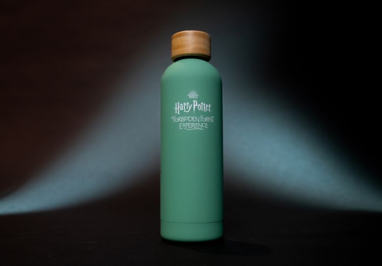A green water bottle.