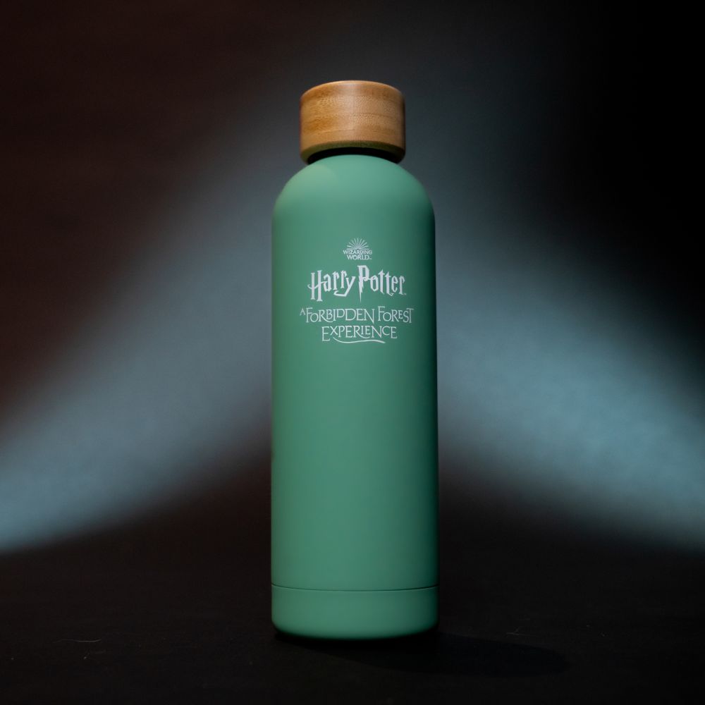 A green water bottle.