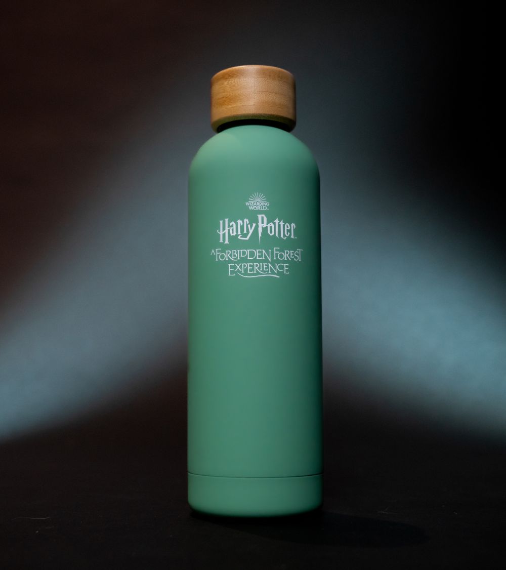 A green water bottle.