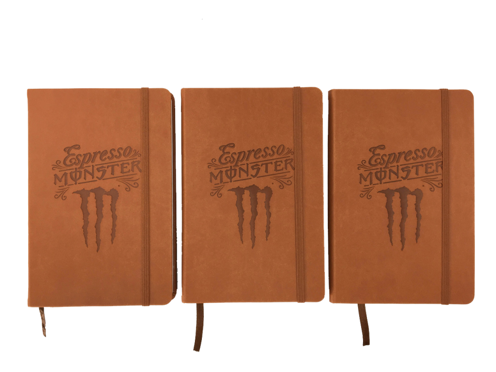 Monster-branded PU notebook.