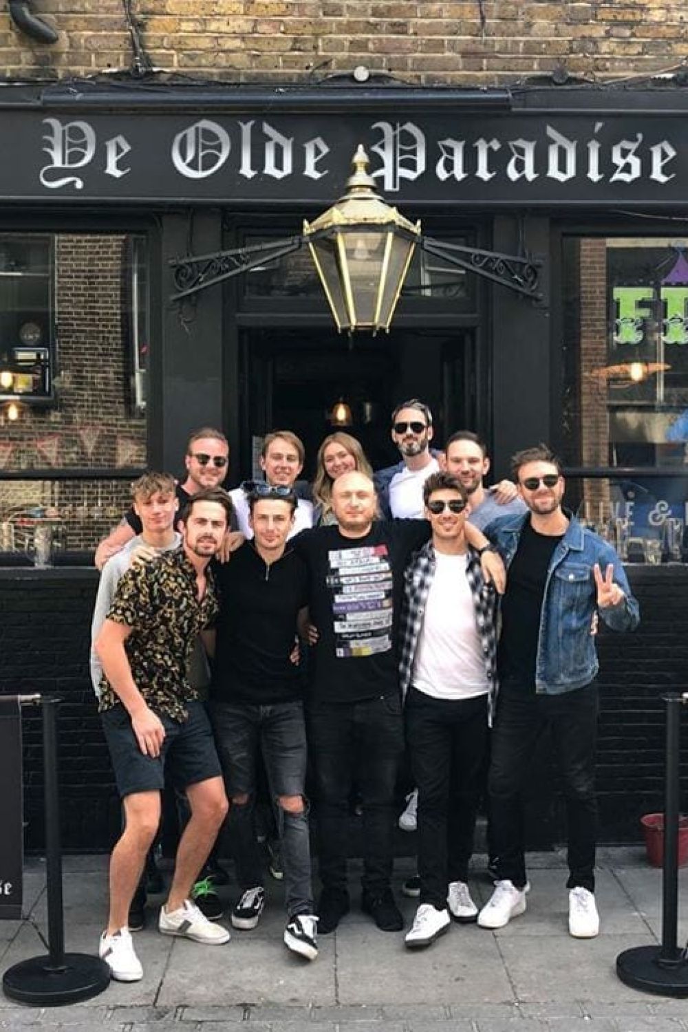 The team outside Ye Olde Paradise pub.