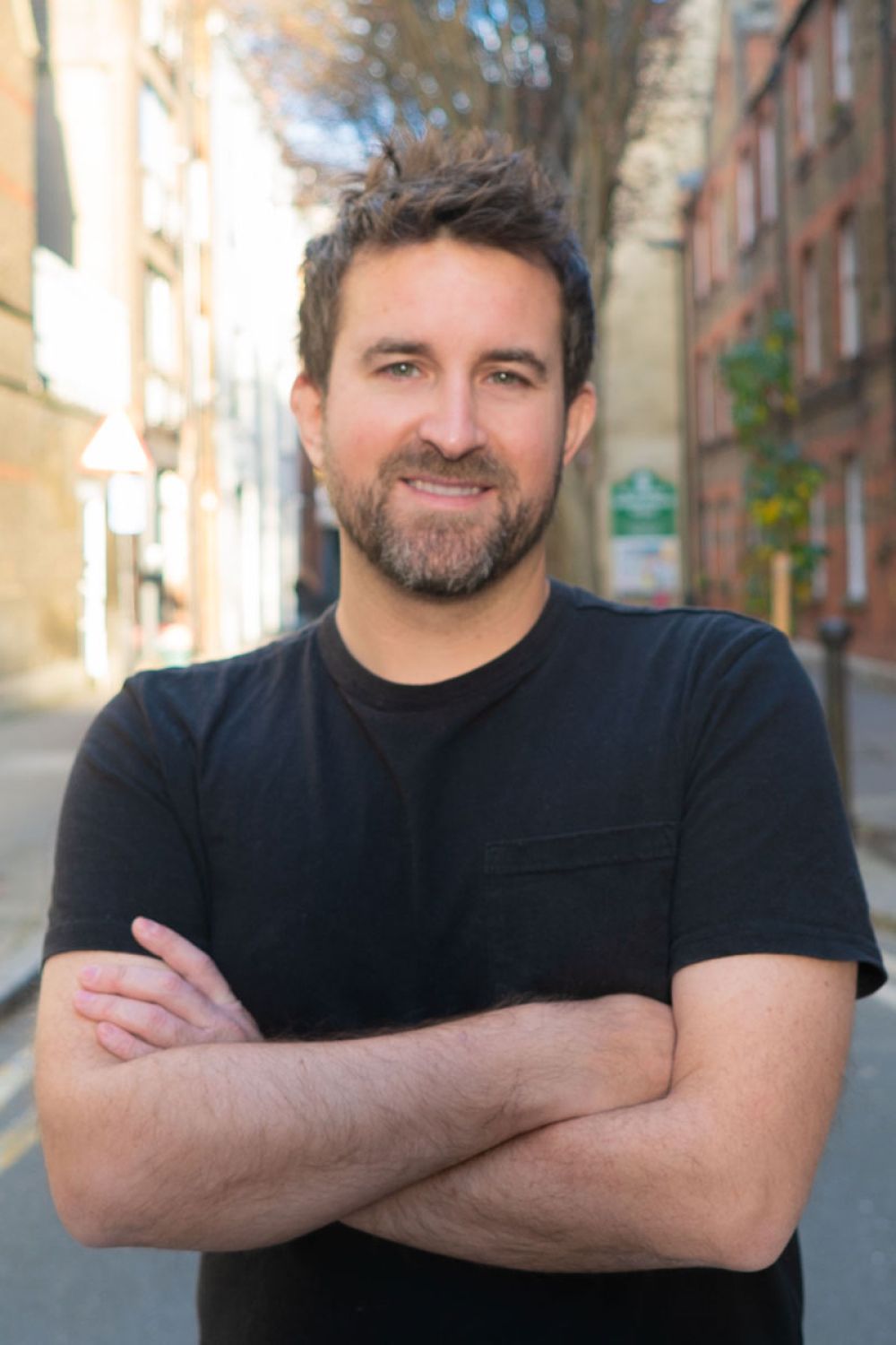 Jay George stood outside the office in Macklin Street.